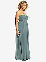 Alt View 2 Thumbnail - Icelandic Strapless Empire Waist Cutout Maxi Dress with Covered Button Detail