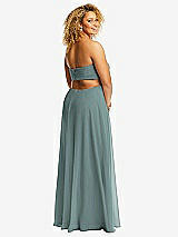 Alt View 3 Thumbnail - Icelandic Strapless Empire Waist Cutout Maxi Dress with Covered Button Detail