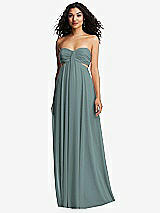 Alt View 5 Thumbnail - Icelandic Strapless Empire Waist Cutout Maxi Dress with Covered Button Detail