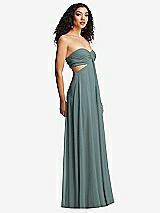 Alt View 6 Thumbnail - Icelandic Strapless Empire Waist Cutout Maxi Dress with Covered Button Detail