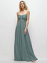 Front View Thumbnail - Icelandic Strapless Empire Waist Cutout Maxi Dress with Covered Button Detail