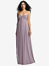 Alt View 5 Thumbnail - Lilac Dusk Strapless Empire Waist Cutout Maxi Dress with Covered Button Detail