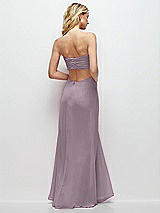 Side View Thumbnail - Lilac Dusk Strapless Empire Waist Cutout Maxi Dress with Covered Button Detail