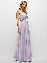 Rear View Thumbnail - Moondance Strapless Empire Waist Cutout Maxi Dress with Covered Button Detail