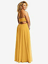 Alt View 3 Thumbnail - NYC Yellow Strapless Empire Waist Cutout Maxi Dress with Covered Button Detail