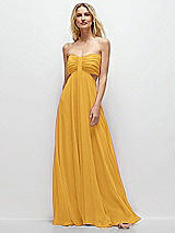 Front View Thumbnail - NYC Yellow Strapless Empire Waist Cutout Maxi Dress with Covered Button Detail