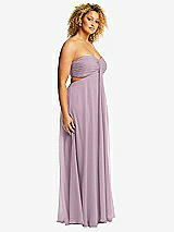 Alt View 2 Thumbnail - Suede Rose Strapless Empire Waist Cutout Maxi Dress with Covered Button Detail