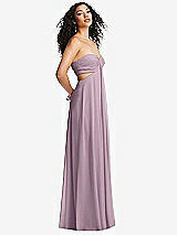 Alt View 4 Thumbnail - Suede Rose Strapless Empire Waist Cutout Maxi Dress with Covered Button Detail