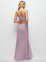 Side View Thumbnail - Suede Rose Strapless Empire Waist Cutout Maxi Dress with Covered Button Detail