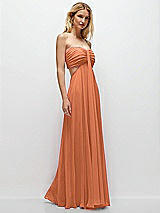 Rear View Thumbnail - Sweet Melon Strapless Empire Waist Cutout Maxi Dress with Covered Button Detail