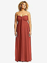 Alt View 1 Thumbnail - Amber Sunset Strapless Empire Waist Cutout Maxi Dress with Covered Button Detail