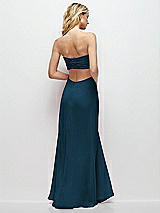 Side View Thumbnail - Atlantic Blue Strapless Empire Waist Cutout Maxi Dress with Covered Button Detail