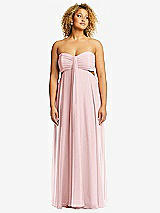 Alt View 1 Thumbnail - Ballet Pink Strapless Empire Waist Cutout Maxi Dress with Covered Button Detail