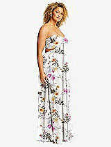 Alt View 3 Thumbnail - Butterfly Botanica Ivory Strapless Empire Waist Cutout Maxi Dress with Covered Button Detail