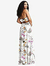 Rear View Thumbnail - Butterfly Botanica Ivory Strapless Empire Waist Cutout Maxi Dress with Covered Button Detail