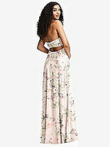 Rear View Thumbnail - Blush Garden Strapless Empire Waist Cutout Maxi Dress with Covered Button Detail