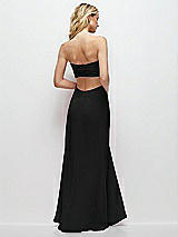 Side View Thumbnail - Black Strapless Empire Waist Cutout Maxi Dress with Covered Button Detail