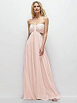 Front View Thumbnail - Blush Strapless Empire Waist Cutout Maxi Dress with Covered Button Detail