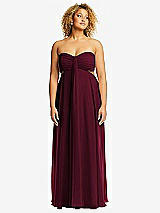 Alt View 1 Thumbnail - Cabernet Strapless Empire Waist Cutout Maxi Dress with Covered Button Detail