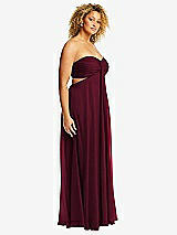 Alt View 2 Thumbnail - Cabernet Strapless Empire Waist Cutout Maxi Dress with Covered Button Detail