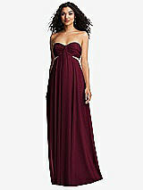 Alt View 5 Thumbnail - Cabernet Strapless Empire Waist Cutout Maxi Dress with Covered Button Detail