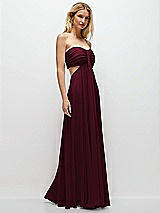 Rear View Thumbnail - Cabernet Strapless Empire Waist Cutout Maxi Dress with Covered Button Detail