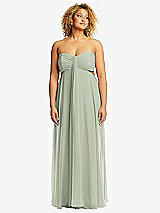 Alt View 1 Thumbnail - Celadon Strapless Empire Waist Cutout Maxi Dress with Covered Button Detail