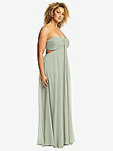 Alt View 2 Thumbnail - Celadon Strapless Empire Waist Cutout Maxi Dress with Covered Button Detail