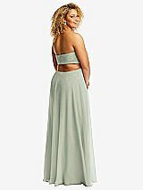 Alt View 3 Thumbnail - Celadon Strapless Empire Waist Cutout Maxi Dress with Covered Button Detail