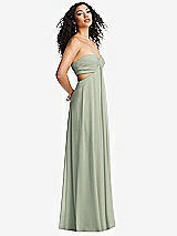 Alt View 4 Thumbnail - Celadon Strapless Empire Waist Cutout Maxi Dress with Covered Button Detail