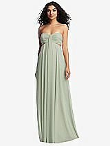 Alt View 5 Thumbnail - Celadon Strapless Empire Waist Cutout Maxi Dress with Covered Button Detail