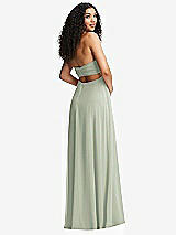 Alt View 7 Thumbnail - Celadon Strapless Empire Waist Cutout Maxi Dress with Covered Button Detail