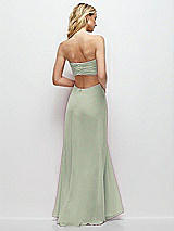 Side View Thumbnail - Celadon Strapless Empire Waist Cutout Maxi Dress with Covered Button Detail