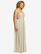 Alt View 2 Thumbnail - Champagne Strapless Empire Waist Cutout Maxi Dress with Covered Button Detail