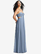 Alt View 4 Thumbnail - Cloudy Strapless Empire Waist Cutout Maxi Dress with Covered Button Detail