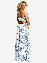 Alt View 4 Thumbnail - Cottage Rose Dusk Blue Strapless Empire Waist Cutout Maxi Dress with Covered Button Detail