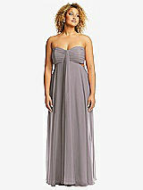 Alt View 1 Thumbnail - Cashmere Gray Strapless Empire Waist Cutout Maxi Dress with Covered Button Detail