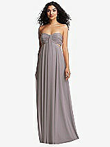 Alt View 5 Thumbnail - Cashmere Gray Strapless Empire Waist Cutout Maxi Dress with Covered Button Detail