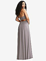 Alt View 7 Thumbnail - Cashmere Gray Strapless Empire Waist Cutout Maxi Dress with Covered Button Detail