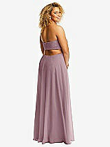 Alt View 3 Thumbnail - Dusty Rose Strapless Empire Waist Cutout Maxi Dress with Covered Button Detail