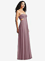 Alt View 6 Thumbnail - Dusty Rose Strapless Empire Waist Cutout Maxi Dress with Covered Button Detail