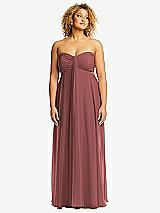 Alt View 1 Thumbnail - English Rose Strapless Empire Waist Cutout Maxi Dress with Covered Button Detail