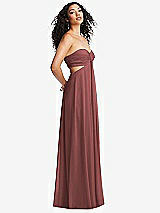 Alt View 4 Thumbnail - English Rose Strapless Empire Waist Cutout Maxi Dress with Covered Button Detail