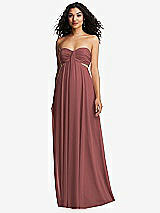 Alt View 5 Thumbnail - English Rose Strapless Empire Waist Cutout Maxi Dress with Covered Button Detail