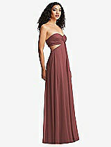 Alt View 6 Thumbnail - English Rose Strapless Empire Waist Cutout Maxi Dress with Covered Button Detail