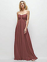 Front View Thumbnail - English Rose Strapless Empire Waist Cutout Maxi Dress with Covered Button Detail