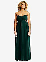 Alt View 1 Thumbnail - Evergreen Strapless Empire Waist Cutout Maxi Dress with Covered Button Detail