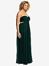 Alt View 2 Thumbnail - Evergreen Strapless Empire Waist Cutout Maxi Dress with Covered Button Detail