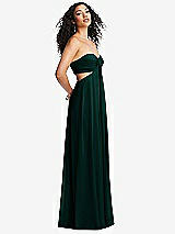 Alt View 4 Thumbnail - Evergreen Strapless Empire Waist Cutout Maxi Dress with Covered Button Detail