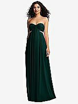 Alt View 5 Thumbnail - Evergreen Strapless Empire Waist Cutout Maxi Dress with Covered Button Detail